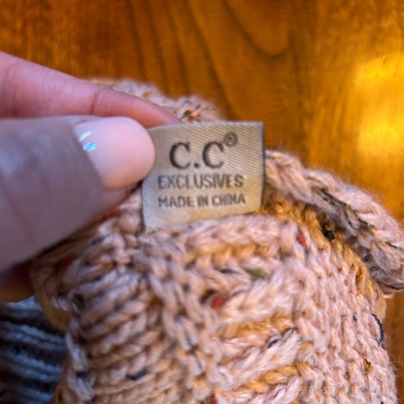 C.C. Pink Knitted Ponytail Hat - Picture 2 of 9